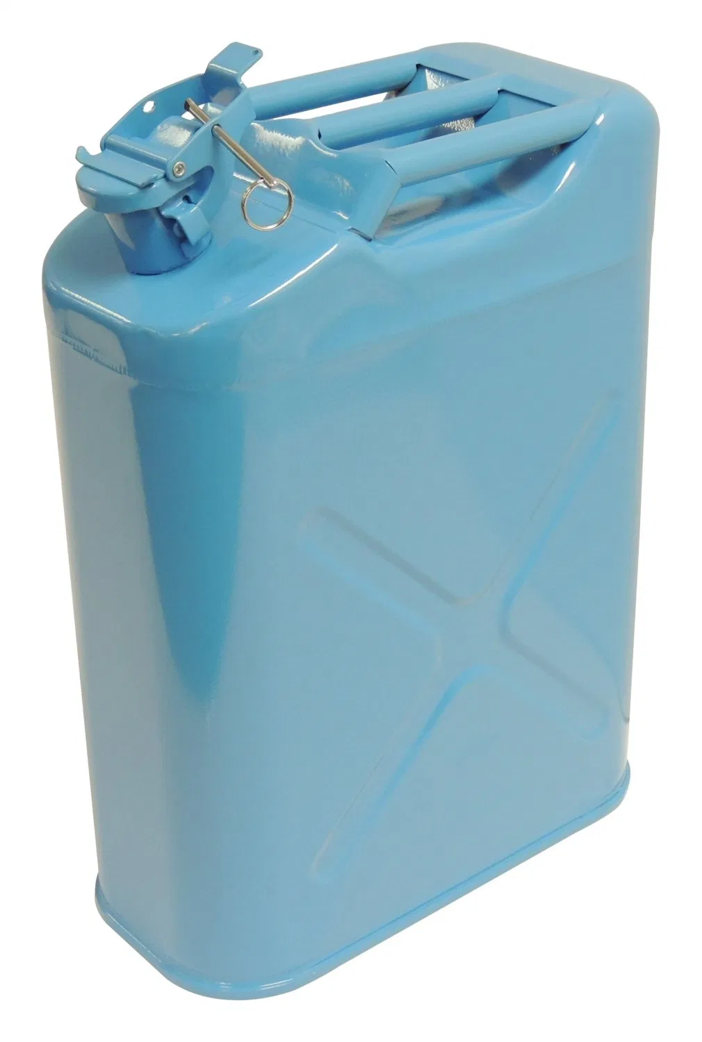 RT26020 – CROWN AUTO Liquid Storage Container, Blue 5 Gallon Free Standing Steel With Can Only Designed To Hold Water